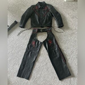 Boutique of Leathers Canada Motorcycle Suit size Small Jacket Size Medium Pants